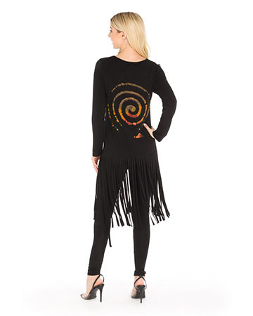 MULTI SPIRAL TIE DYE FRINGE TOP