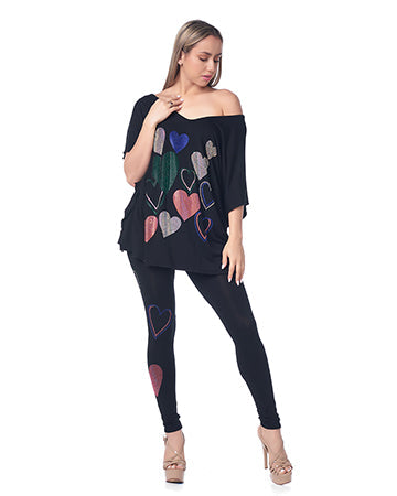 RHINESTONE STAR 2PC LEGGING SET BLACK