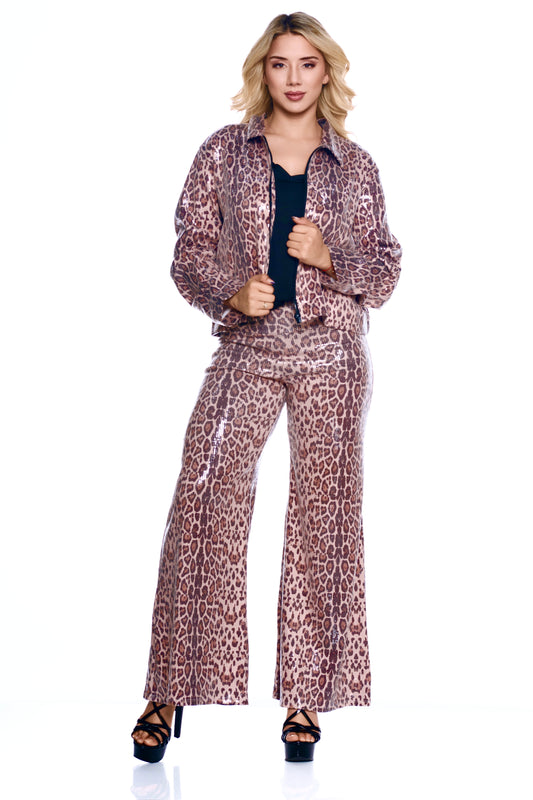 LEOPARD FOIL SHORT JACKET