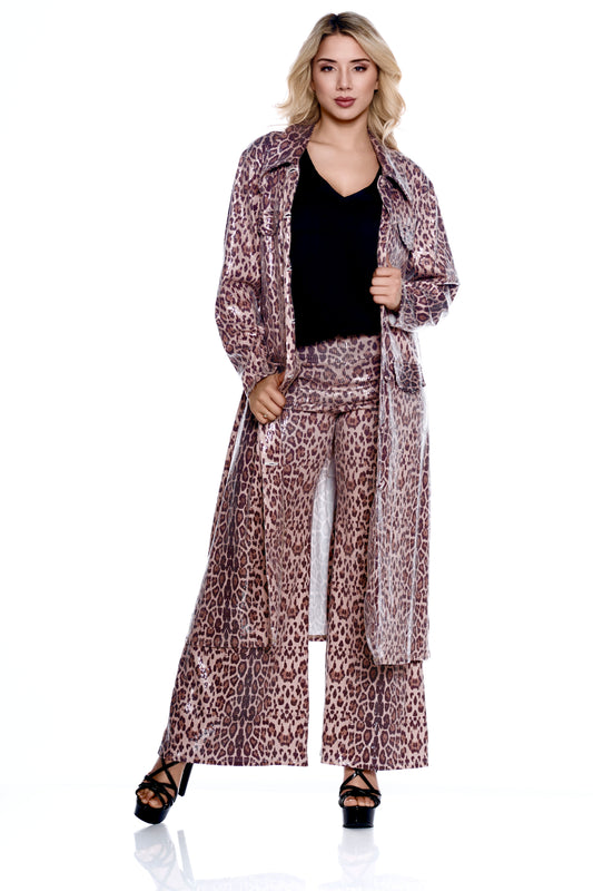 LEOPARD FOIL DUSTER JACKET
