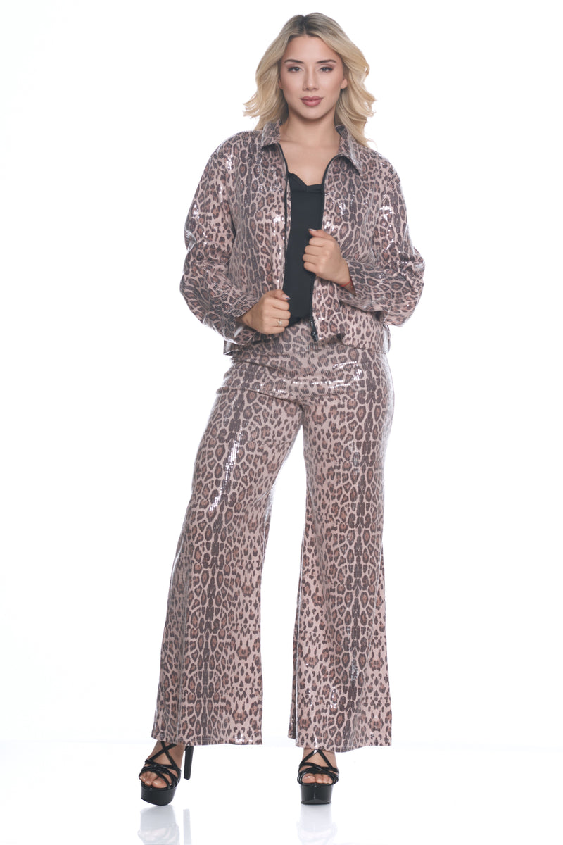 LEOPARD FOIL PALAZZO PANT