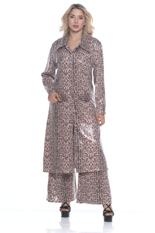 LEOPARD FOIL DUSTER JACKET