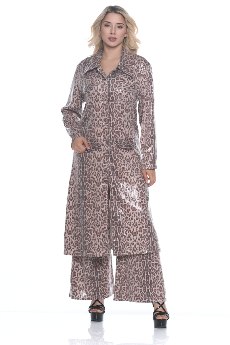 LEOPARD FOIL DUSTER JACKET