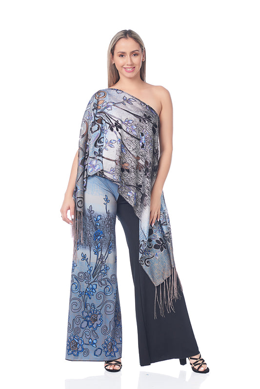 SCROLL FLOWER 7-WAY SCARF 2PC PANT SET