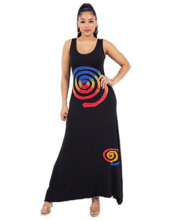 MULTI SPIRAL LONG TANK DRESS