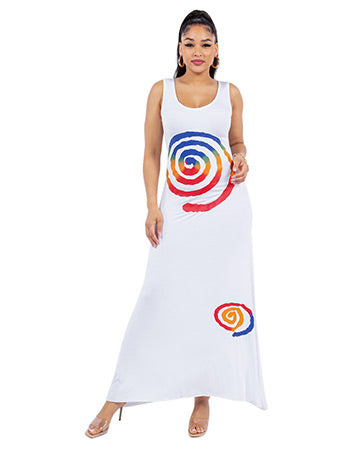 MULTI SPIRAL LONG TANK DRESS