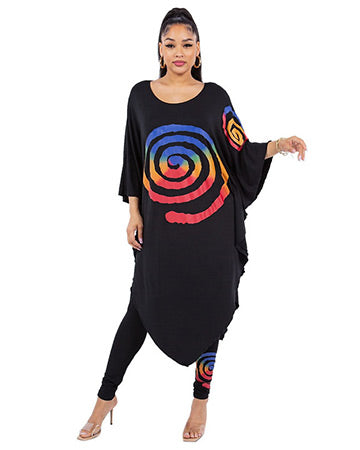 MULTI SPIRAL MID-LENGTH TUNIC DRESS
