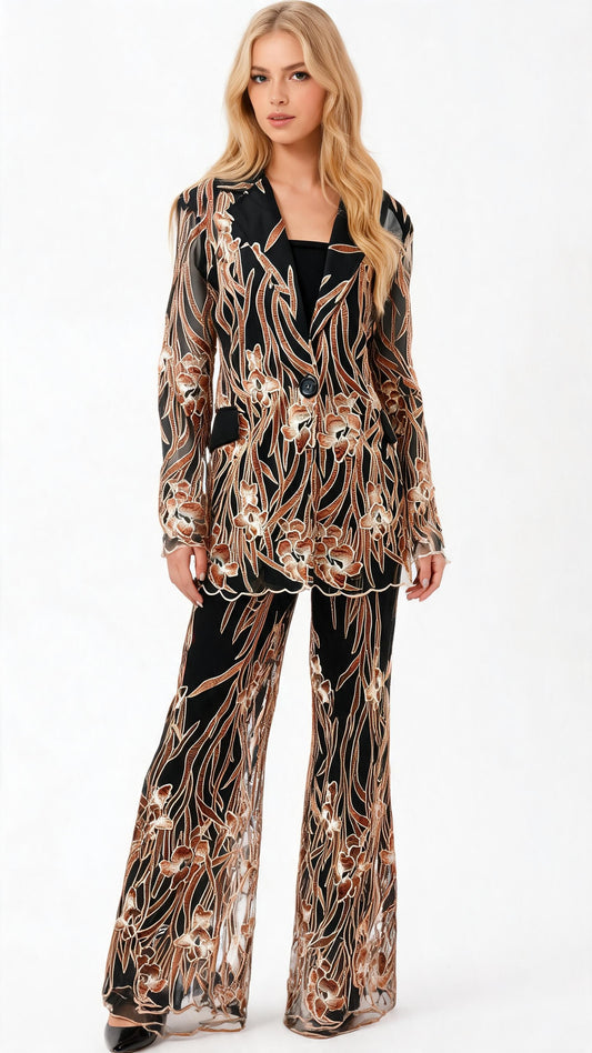 EMBROIDERED BAMBOO BLAZER JACKET