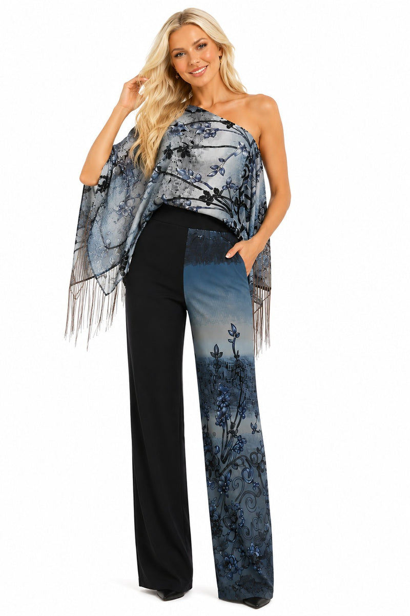 SCROLL FLOWER 7-WAY SCARF 2PC PANT SET