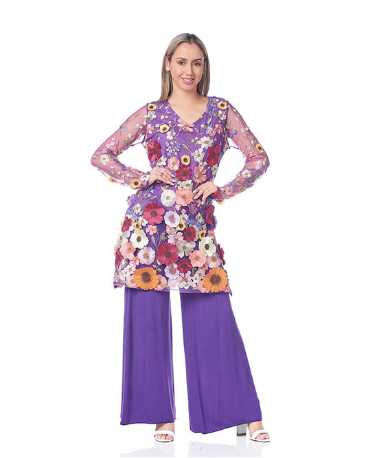 3D FLORAL DREAM LONG SLEEVE TUNIC TOP