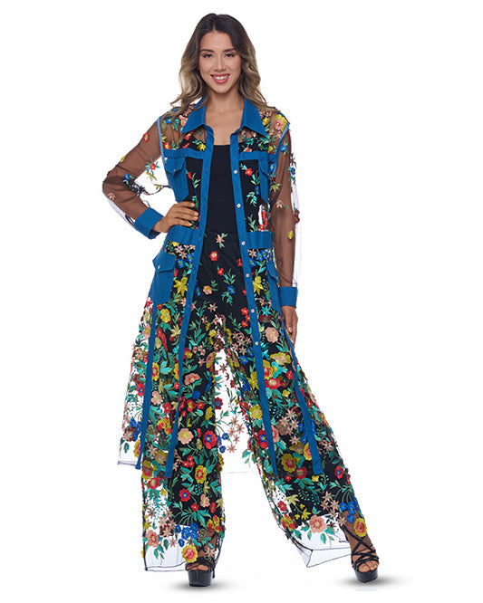 3D FLORAL BLISS LONG JACKET