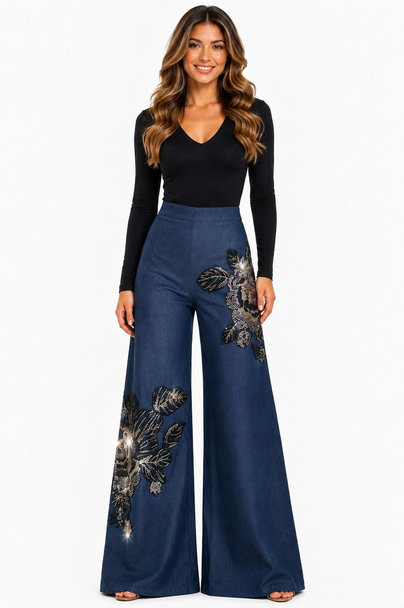 SEQUINS DREAMS PALAZZO PANTS