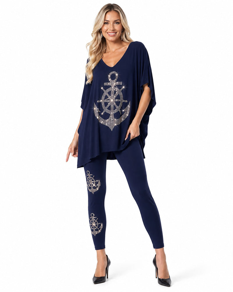RHINESTONE NAUTICLE 2PC LEGGING SET