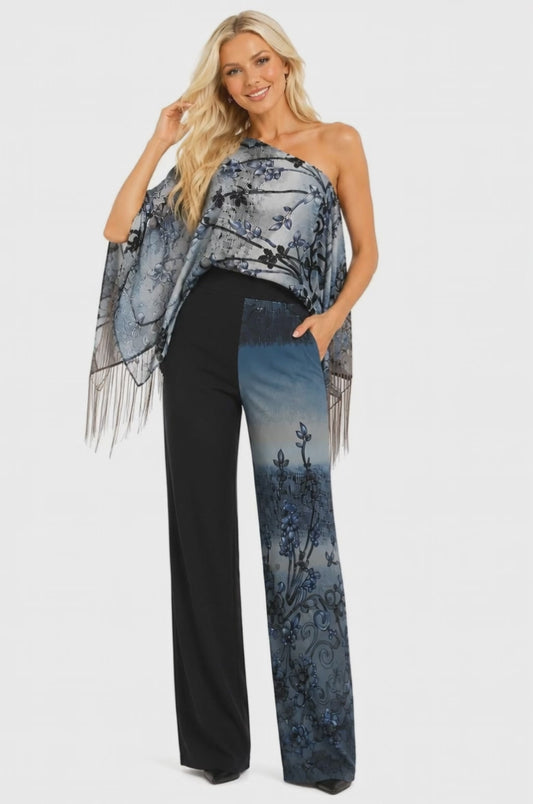 SCROLL FLOWER 7-WAY SCARF 2PC PANT SET
