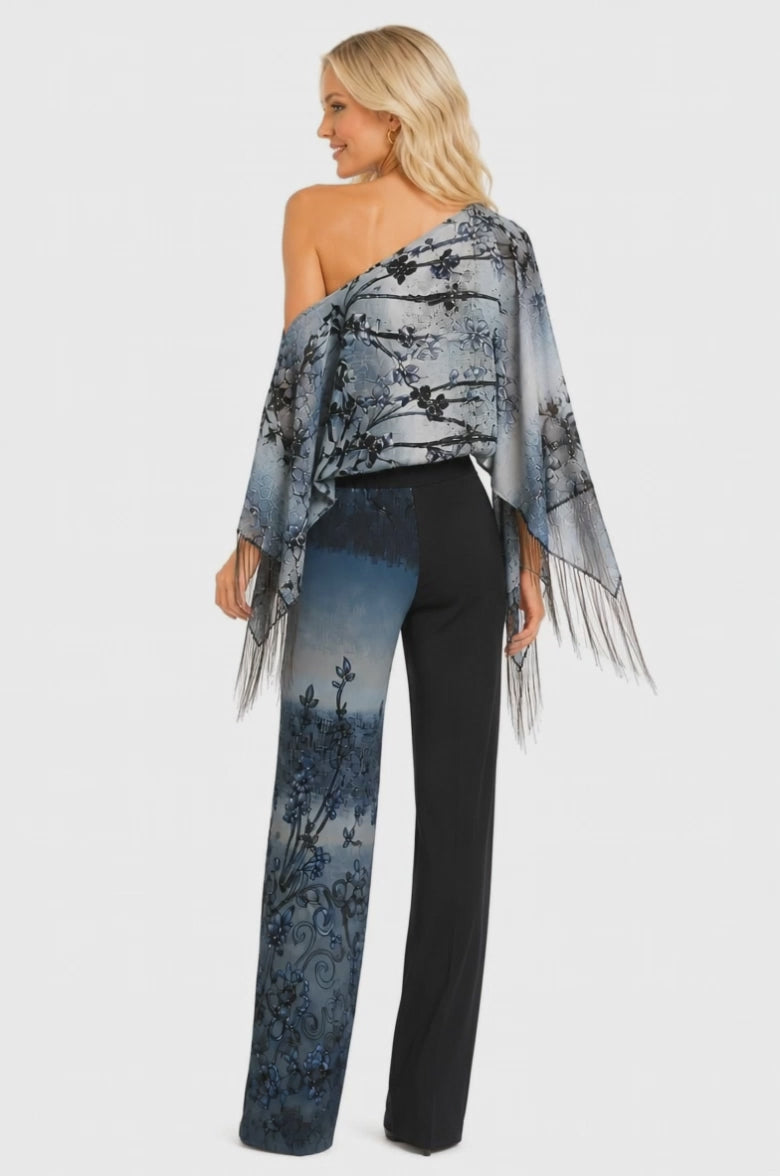 SCROLL FLOWER 7-WAY SCARF 2PC PANT SET