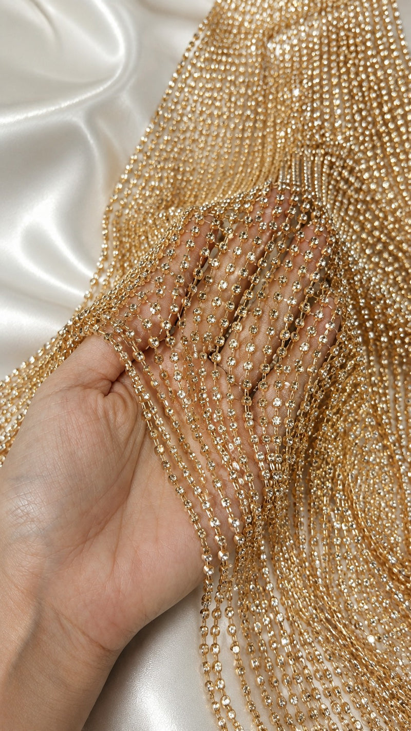 JEWEL NIGHT RHINESTONE MESH FRINGE DRESS