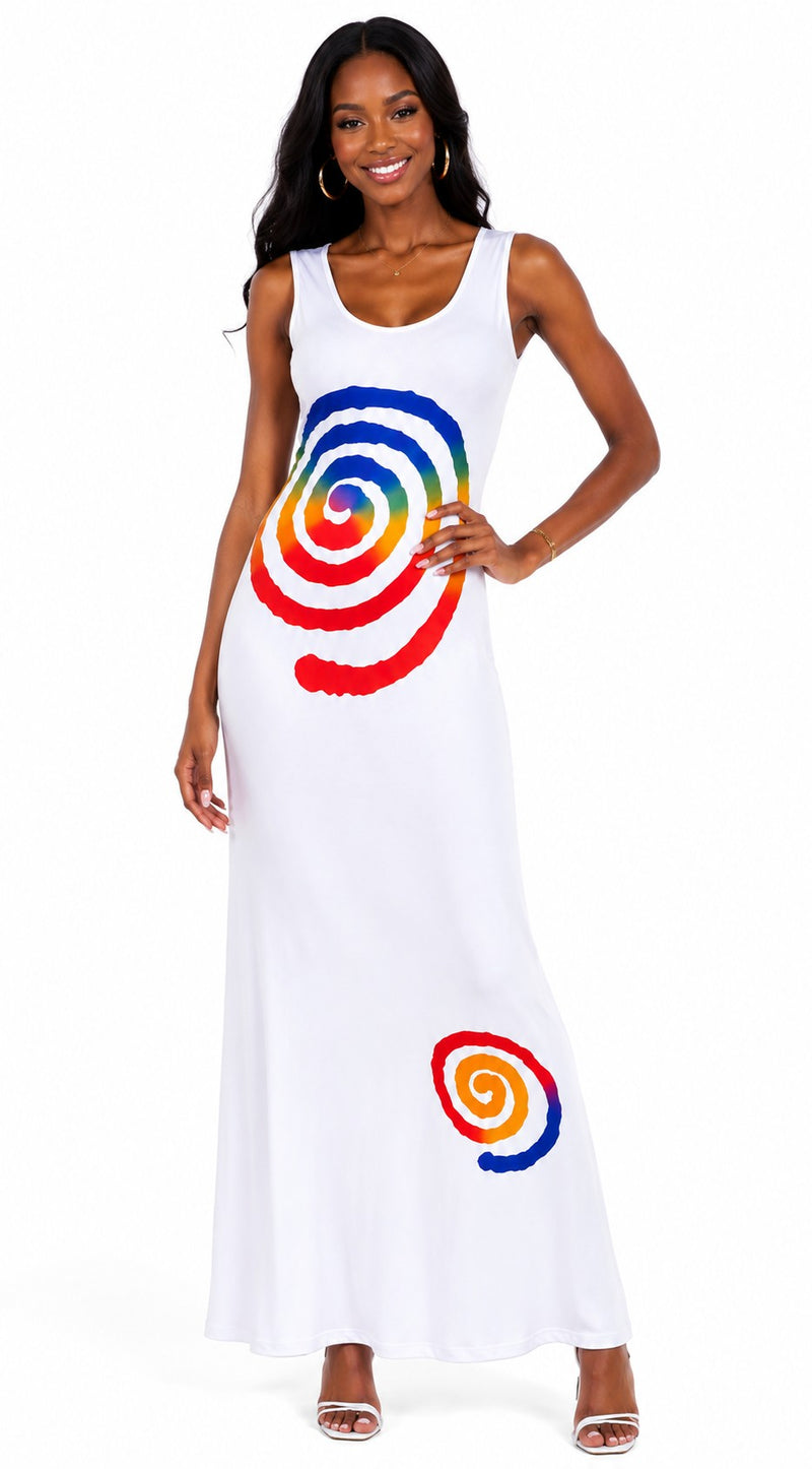 MULTI SPIRAL LONG TANK DRESS