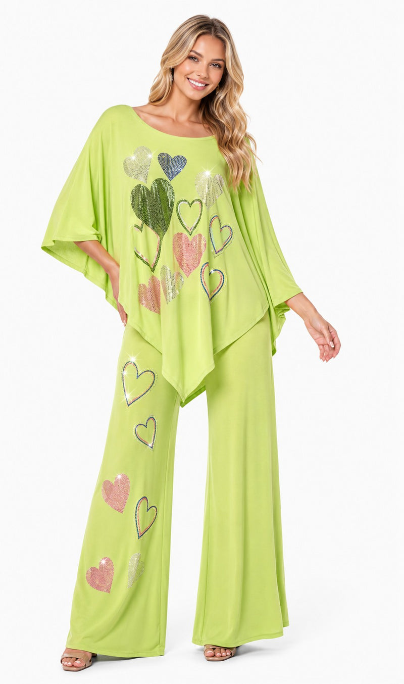 RHINESTONE HEARTS 2PC PANT SET