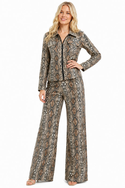 PYTHON FOIL PALAZZO PANTS