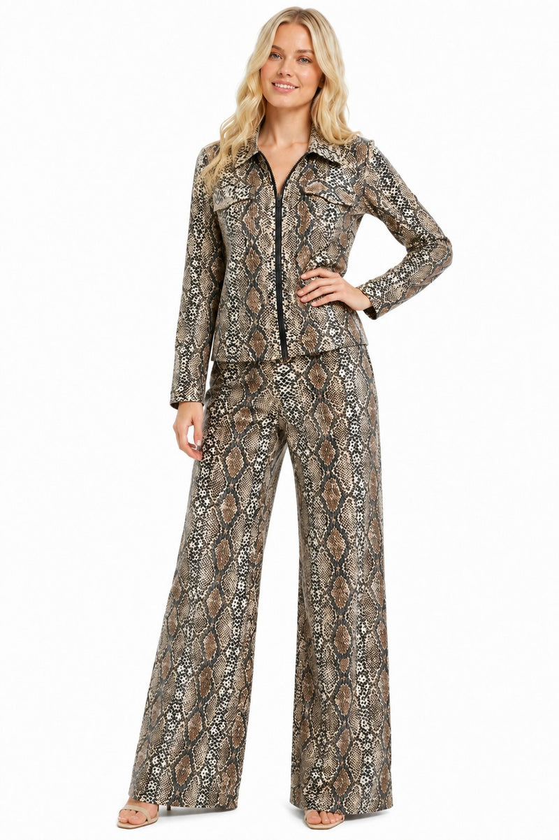 PYTHON FOIL PALAZZO PANTS
