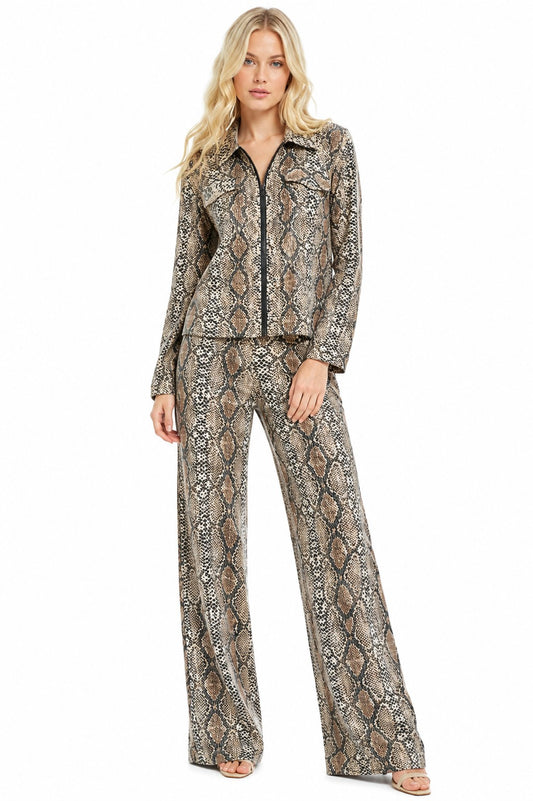 PYTHON FOIL ZIP FRONT JACKET