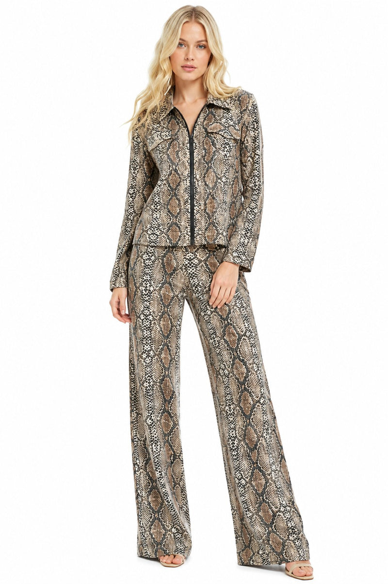 PYTHON FOIL ZIP FRONT JACKET
