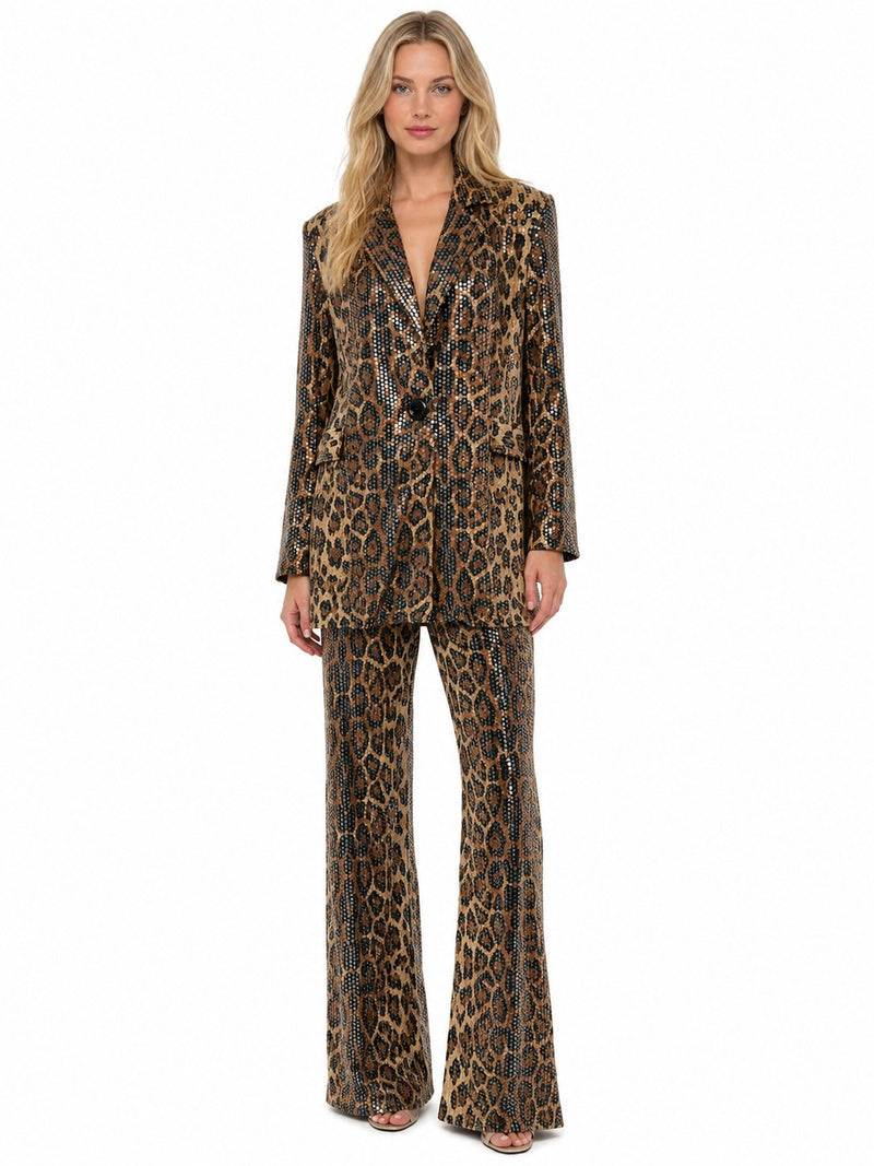 LEOPARD SEQUIN-FOIL ESCAPE BLAZER