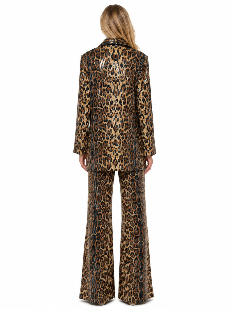 LEOPARD SEQUIN-FOIL ESCAPE BLAZER