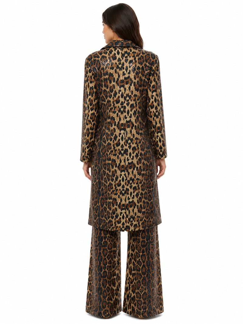 LEOPARD SEQUIN-FOIL ESCAPE DUSTER JACKET