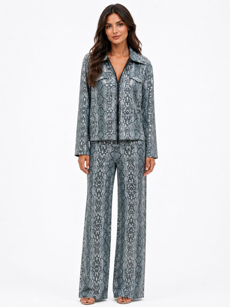 PYTHON FOIL PALAZZO PANTS