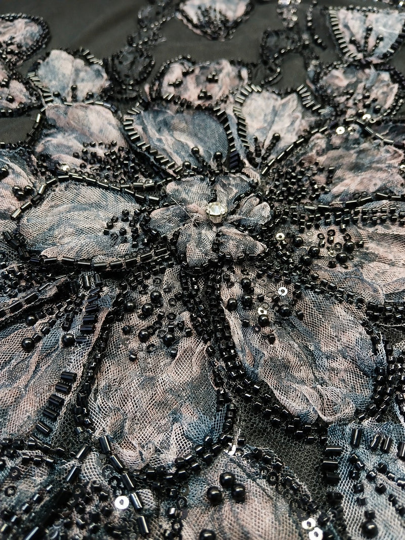 ALLURE 3/D MESH FLORAL BEADED LACE DREAM BLAZER