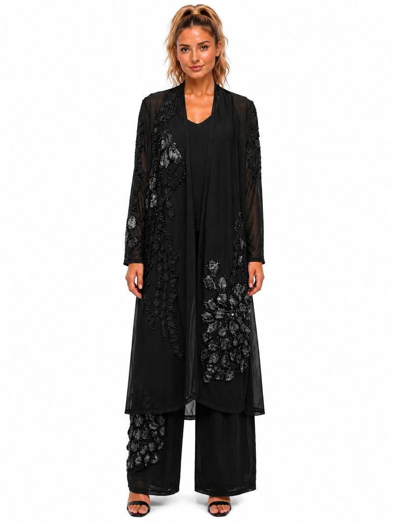 ALLURE 3/D MESH FLORAL BEADED LACE DREAM JACKET