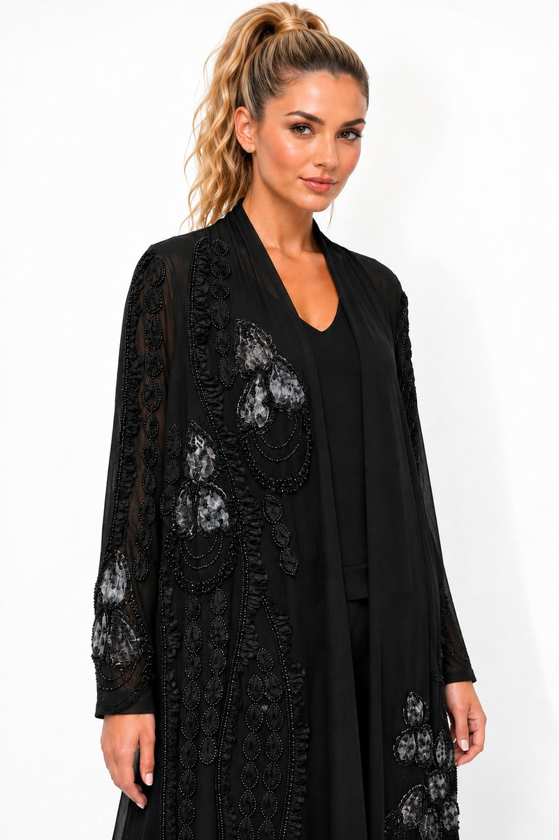 ALLURE 3/D MESH FLORAL BEADED LACE DREAM JACKET