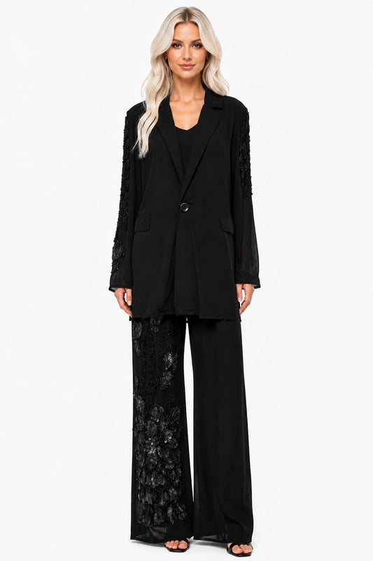 ALLURE 3/D MESH FLORAL BEADED LACE DREAM BLAZER