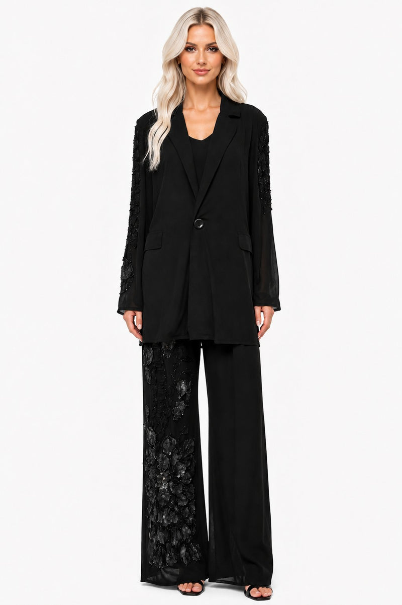ALLURE 3/D MESH FLORAL BEADED LACE DREAM BLAZER