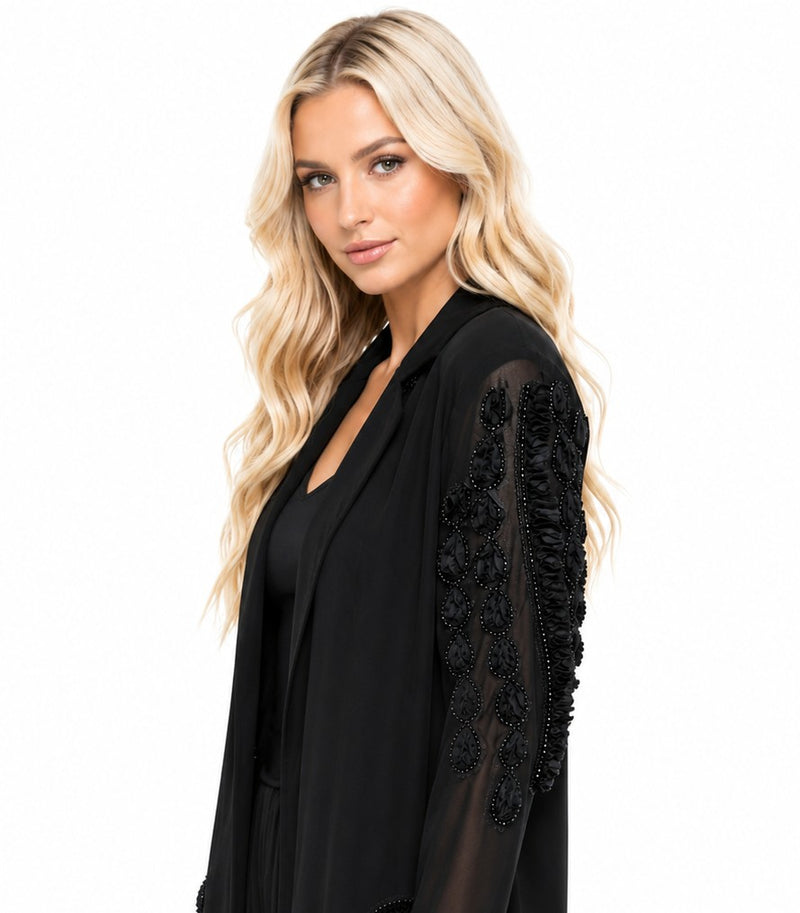 ALLURE 3/D MESH FLORAL BEADED LACE DREAM BLAZER