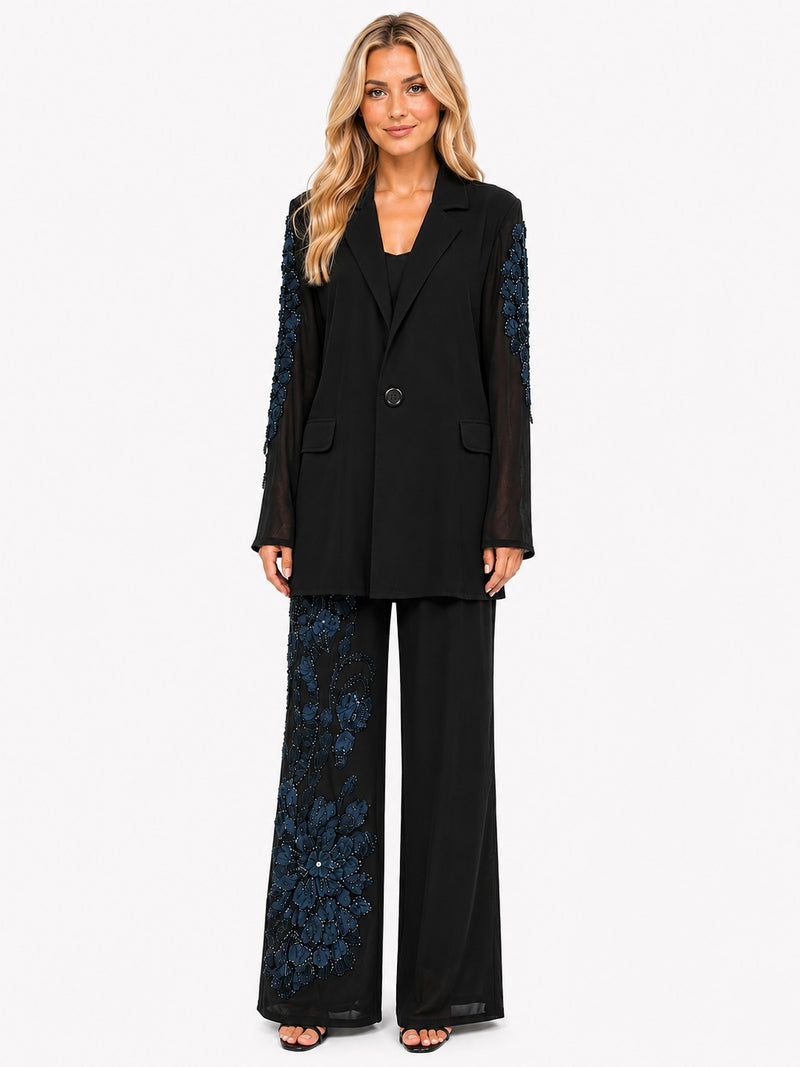 ALLURE 3/D MESH FLORAL BEADED LACE DREAM BLAZER