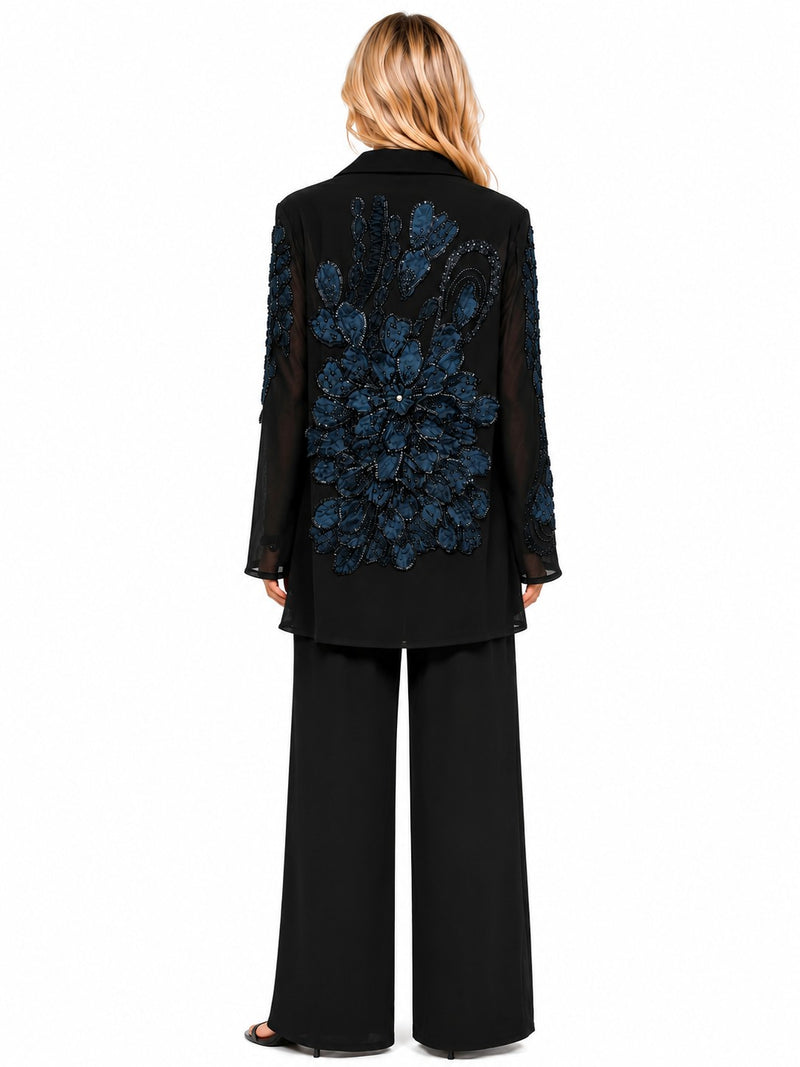 ALLURE 3/D MESH FLORAL BEADED LACE DREAM BLAZER