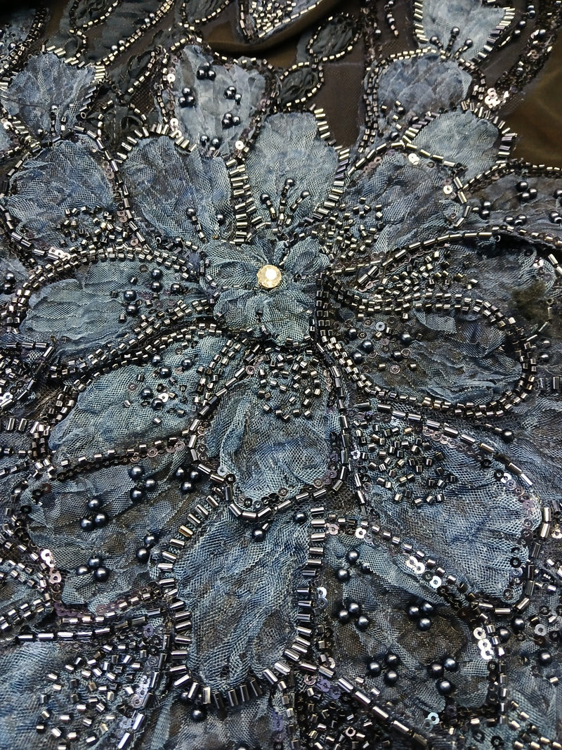 ALLURE 3/D MESH FLORAL BEADED LACE DREAM BLAZER