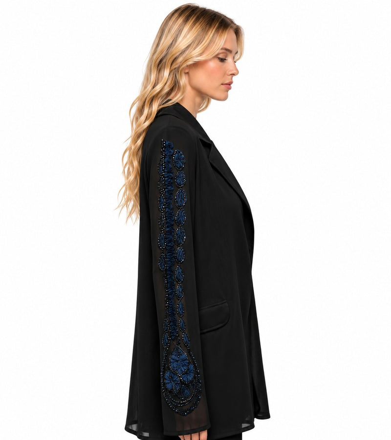 ALLURE 3/D MESH FLORAL BEADED LACE DREAM BLAZER