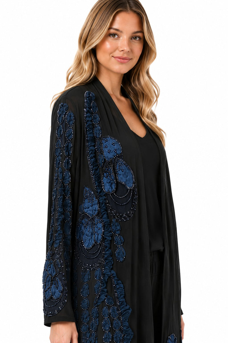 ALLURE 3/D MESH FLORAL BEADED LACE DREAM JACKET