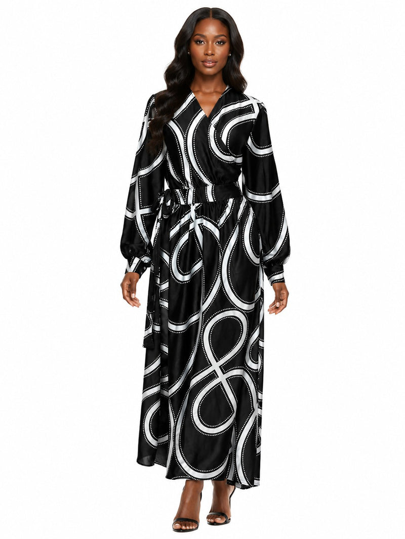 SYMMETRY FANTASY WRAP MAXI DRESS