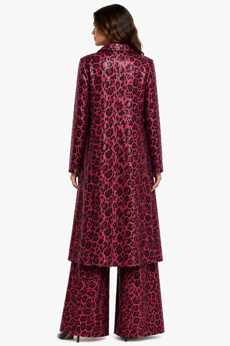 LEOPARD SEQUIN-FOIL ESCAPE DUSTER JACKET