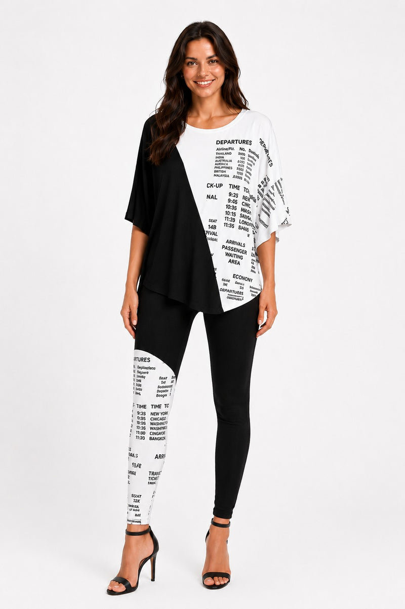 TRAVEL COLOR BLOCK V-POINT TUNIC
