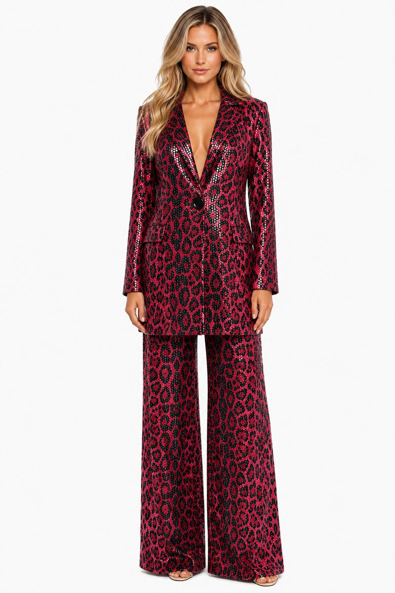 LEOPARD SEQUIN-FOIL ESCAPE BLAZER